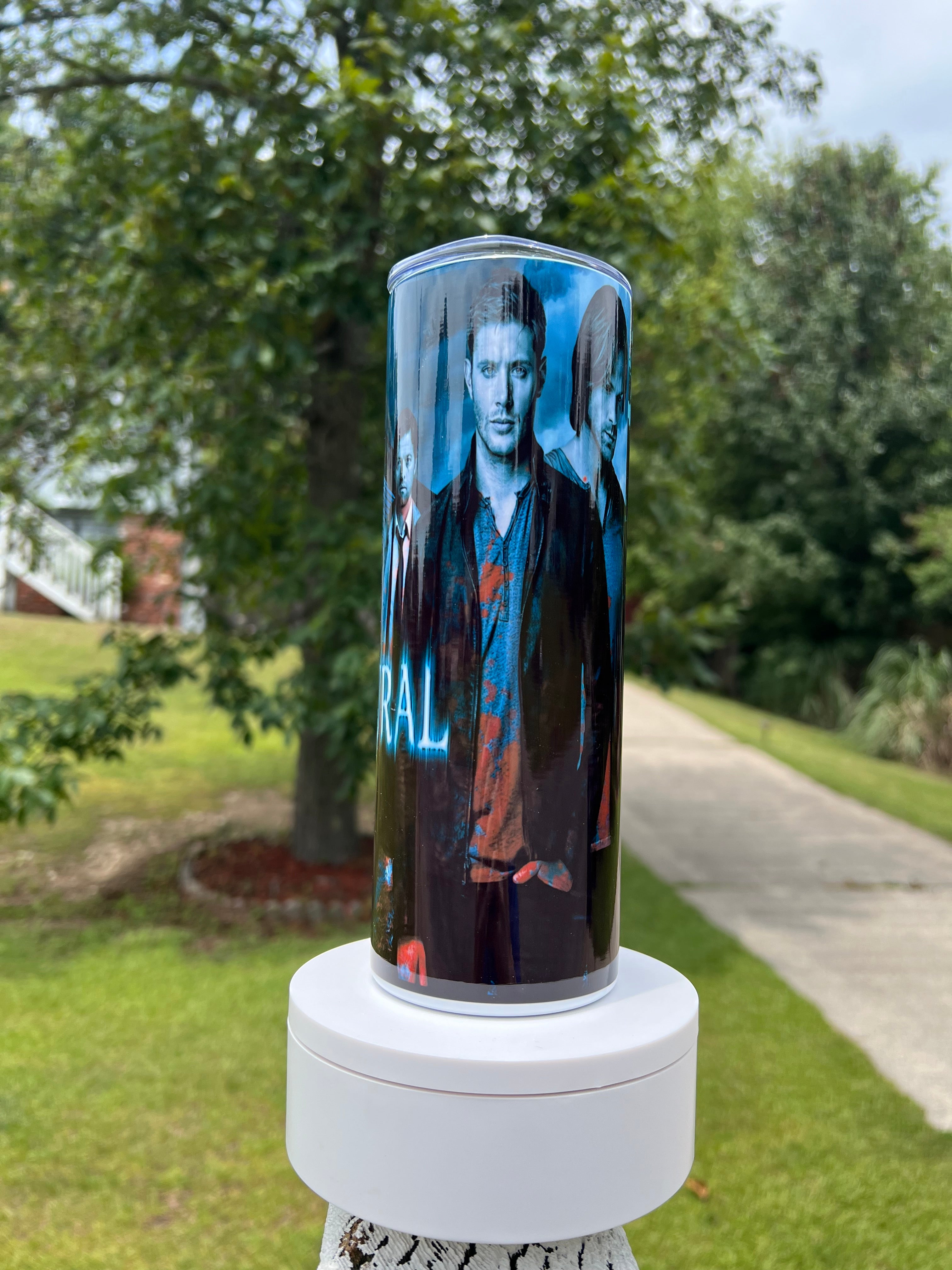 Supernatural Collage 20oz Tumbler | Dean & Sam Winchester Hunter Aesthetic Cup | SPN Fandom Drinkware