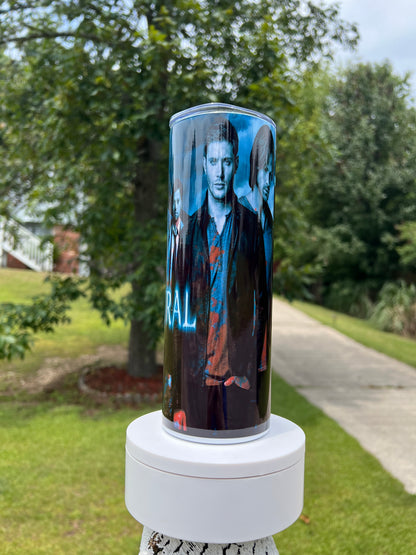 20oz Supernatural Dean & Sam Collage Tumbler featuring supernatural dean sam inspired artwork