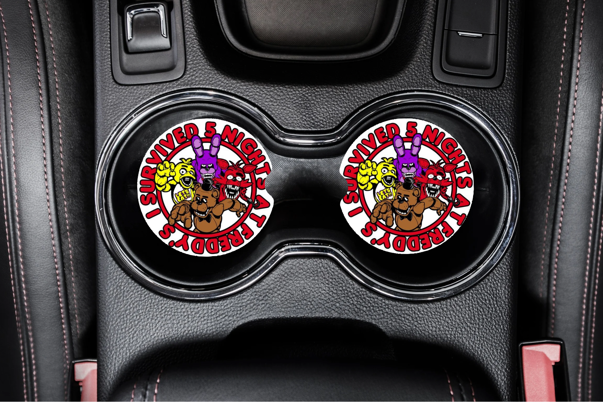“I Survived FNAF” car coaster set