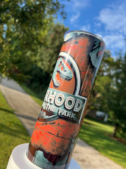 Fatherhood Is a Walk in the Park 20oz Tumbler featuring the themed design