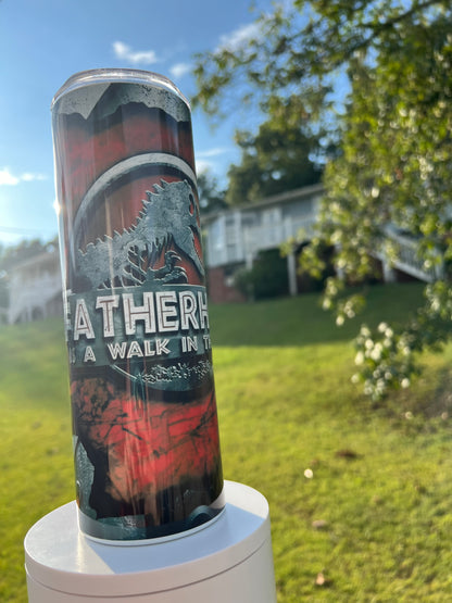 Fatherhood Is a Walk in the Park 20oz Tumbler featuring the themed design