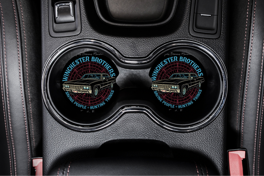 Supernatural Impala Car Coaster Set | Winchester Brothers Baby Car Accessories | SPN Hunter Aesthetic Decor featuring the design artwork