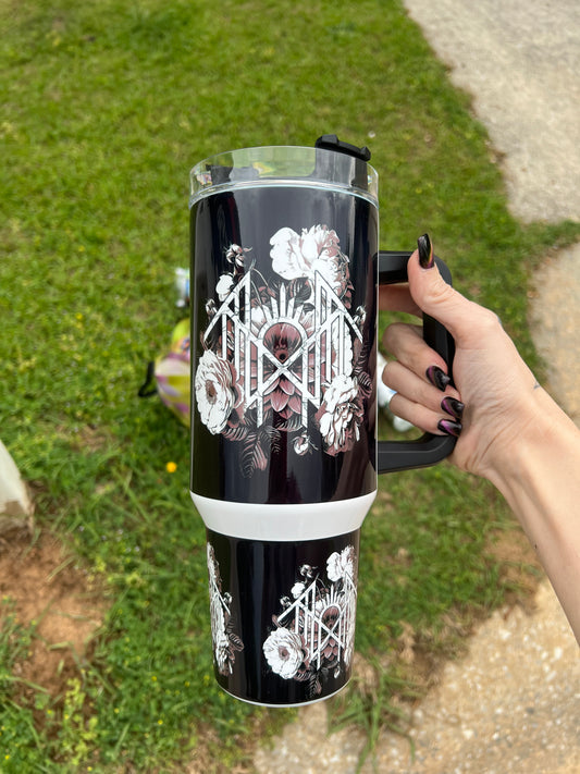 Sleep Token Floral Sigil 40oz Handled Tumbler featuring the fandom-inspired design