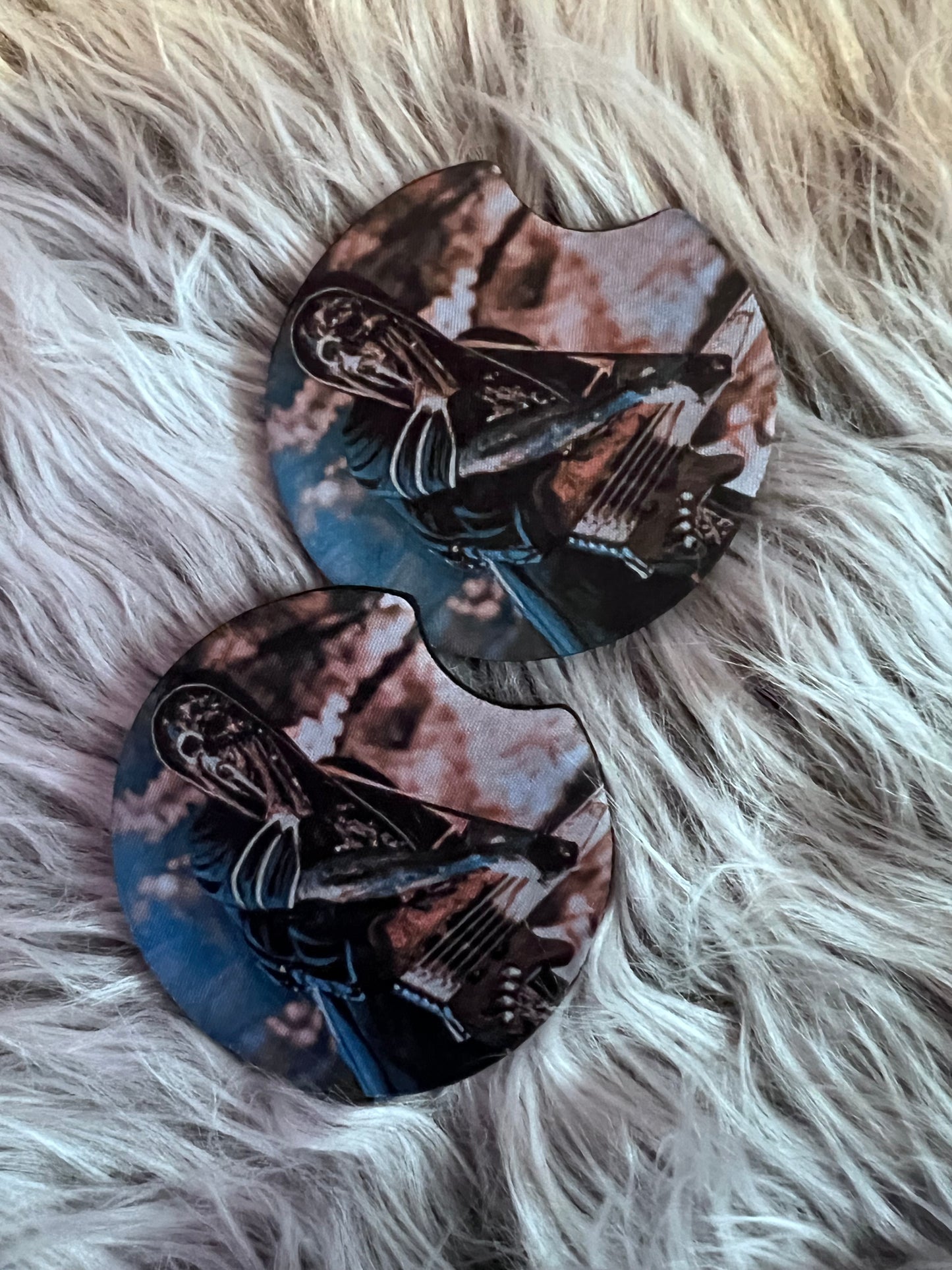 Sleep Token Inspired Car Coaster Set | Gothic Alternative Neoprene Car Cup Holder Coasters | Music Fan Car Accessories featuring the design artwork