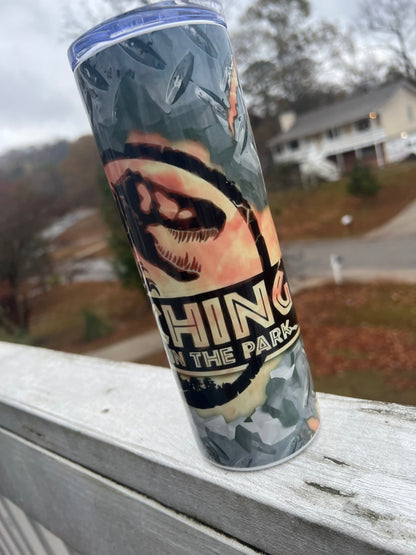 20oz Teaching Is a Walk in the Park Tumbler featuring teacher life inspired artwork