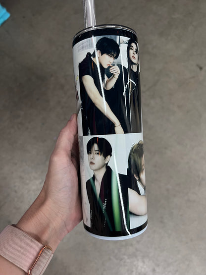 Stray Kids Members Collage Tumbler 20oz | SKZ K-Pop Insulated Stainless Steel Cup⁠