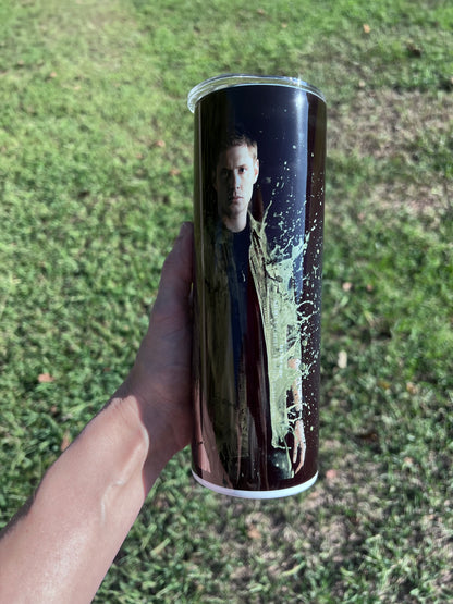 Dean Winchester Supernatural 20oz Skinny Tumbler | Dark Hunter Aesthetic Cup | TV Show Fan Drinkware featuring the design artwork