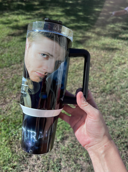 Supernatural Dean Winchester inspired 40oz tumbler with dark hunter aesthetic design
