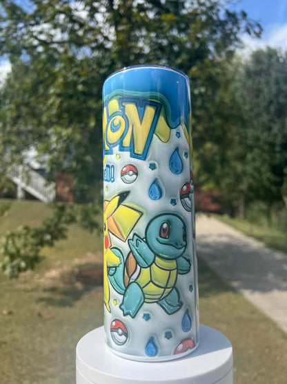 20oz Puffy Pokémon Starter Tumbler featuring pokémon starters inspired artwork