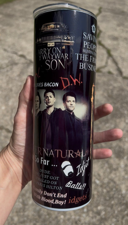 20oz Dean & Sam Winchester Tumbler | Supernatural featuring supernatural dean and sam inspired artwork