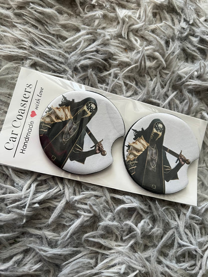 Vessel Inspired Car Coaster Set | Dark Ritual Aesthetic Car Accessories | Alternative Music Decor featuring the design artwork
