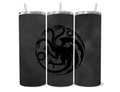 Shadow Targaryen Sigil 20oz Skinny Tumbler - Matte Black & Charcoal Gothic Dragon Wrap