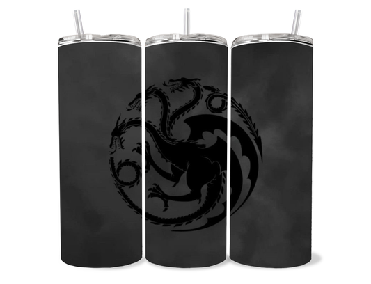 Shadow Targaryen Gothic Dragon 20oz Tumbler featuring fandom-inspired artwork
