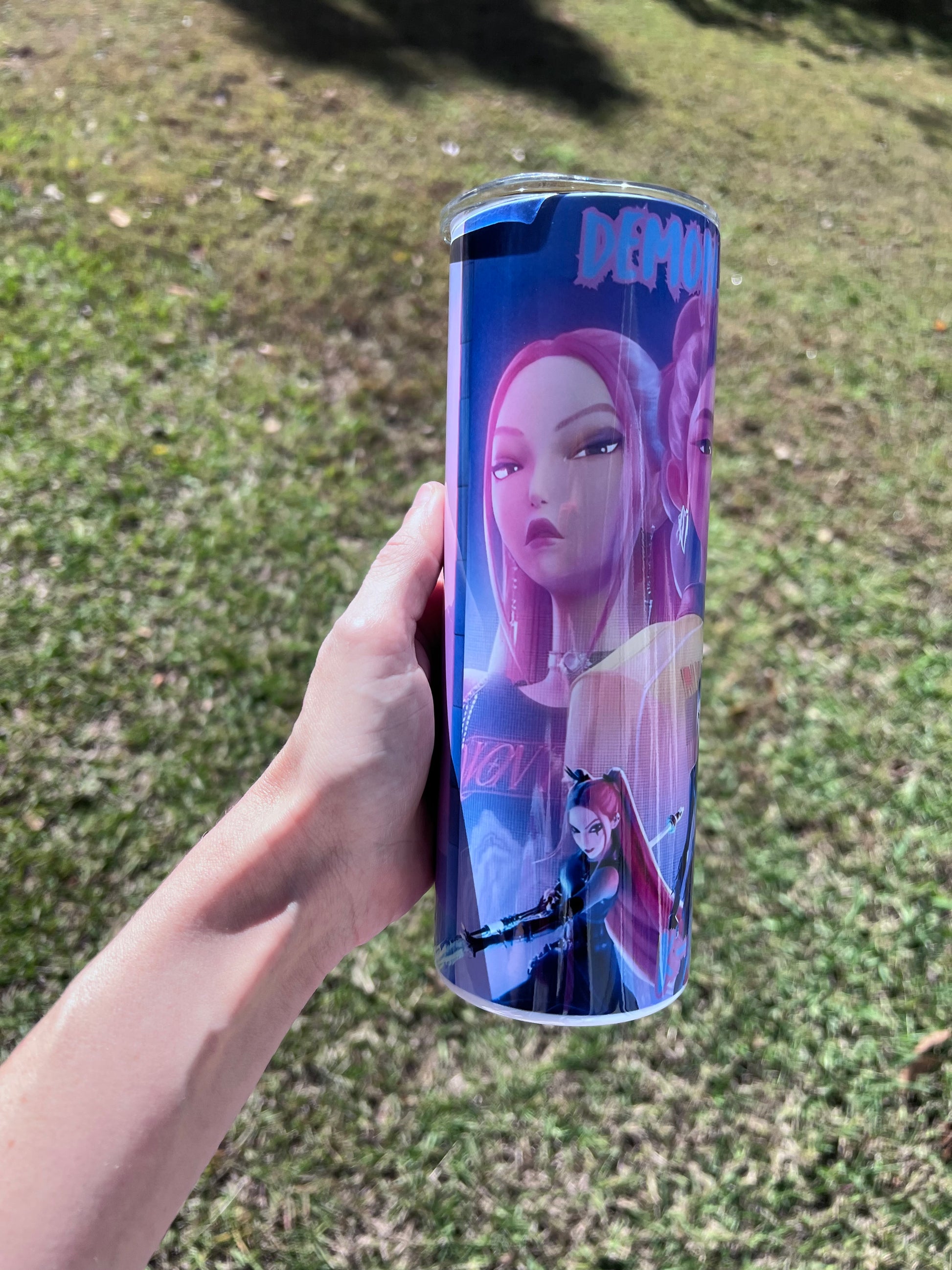20oz K-Pop Demon Hunters Girl Group Tumbler | Neon featuring k-pop demon hunters inspired artwork