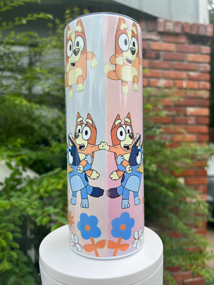 20oz Bluey Tumbler | Cute Cartoon Dog featuring bluey cartoon dog inspired artwork
