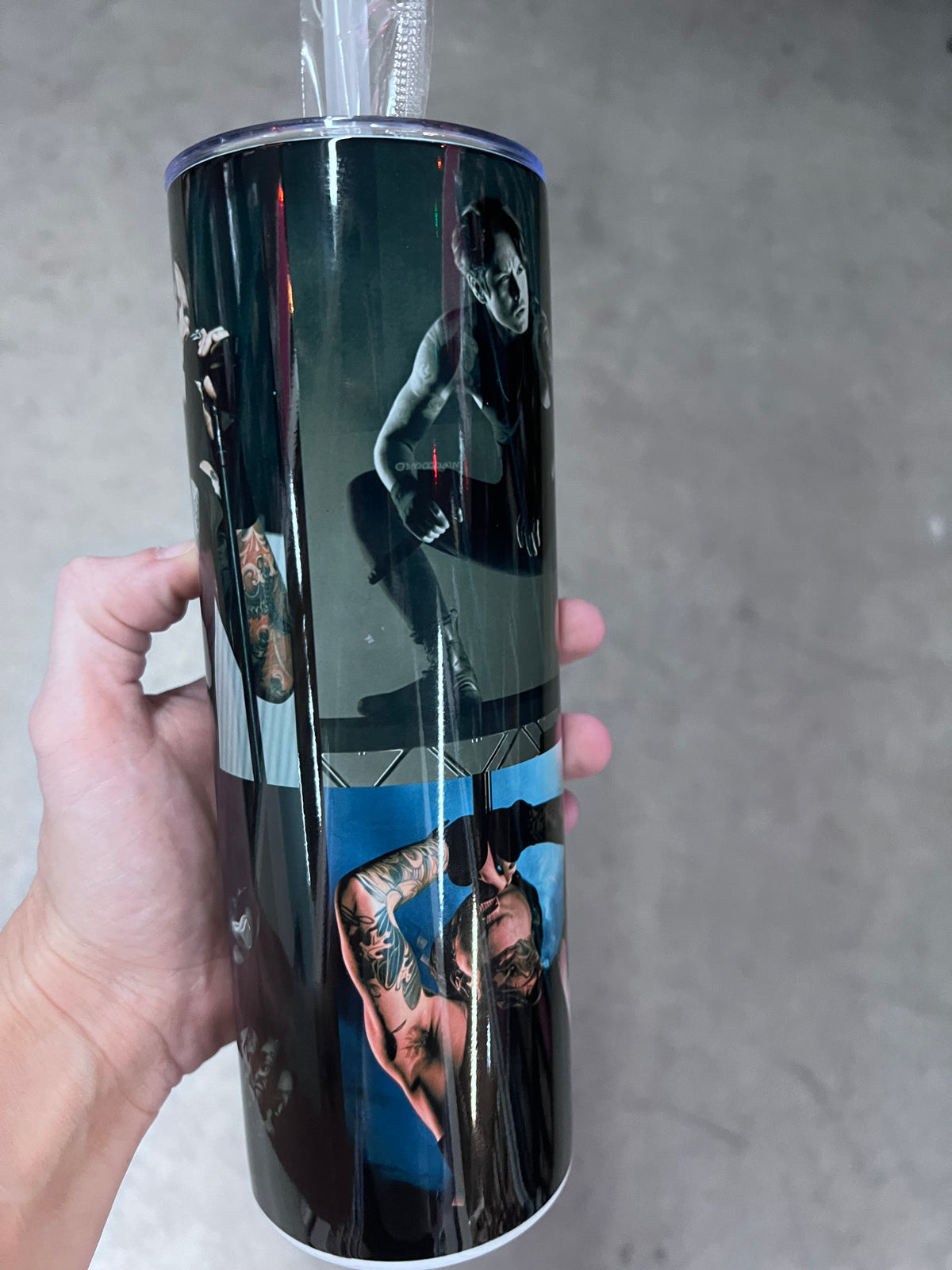 Noah Sebastian live performance graphic on custom metal music merch tumbler⁠