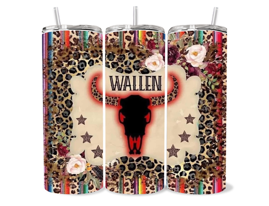 20oz Bright colored/ leopard print Morgan Wallen themed tumbler cup