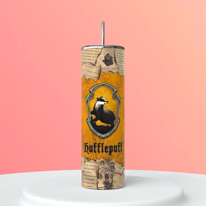 20oz Hufflepuff Tumbler | Wizarding World featuring hufflepuff harry potter inspired artwork