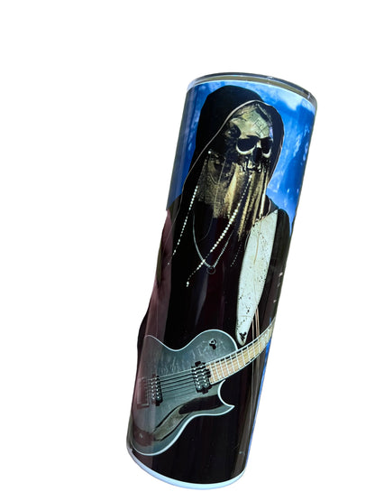 Sleep Token Inspired Guitarist 20oz Skinny Tumbler | Alternative Metal Fan Cup | Gothic Music Lover Gift featuring the design artwork