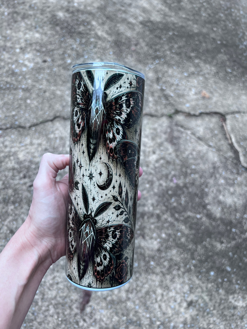 Sleep Token Inspired Gothic Moth 20oz Skinny Tumbler | Dark Academia Coffee Cup | Alternative Fan Gift