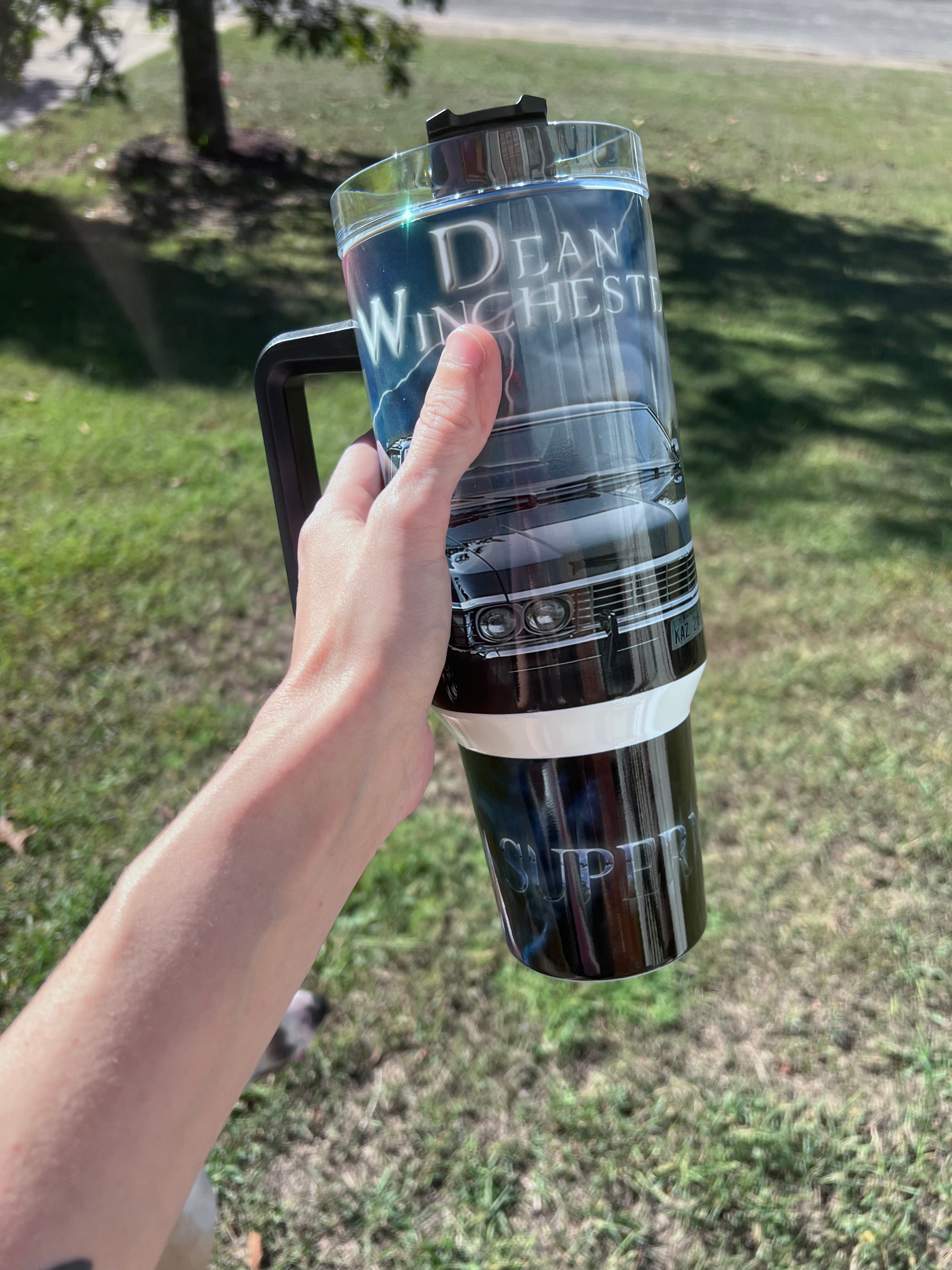 Supernatural Dean Winchester & Baby 40oz Tumbler | Hunter Aesthetic Mega Cup | Dark Fandom Drinkware