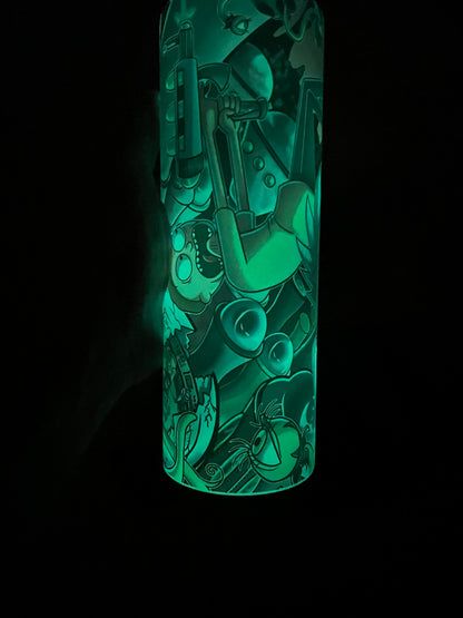 20oz Glow in the Dark Rick & Morty Tumbler featuring rick and morty inspired artwork