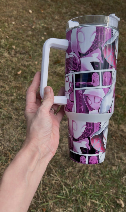 Ghost Spider Inspired 40oz Tumbler featuring the fandom-inspired design