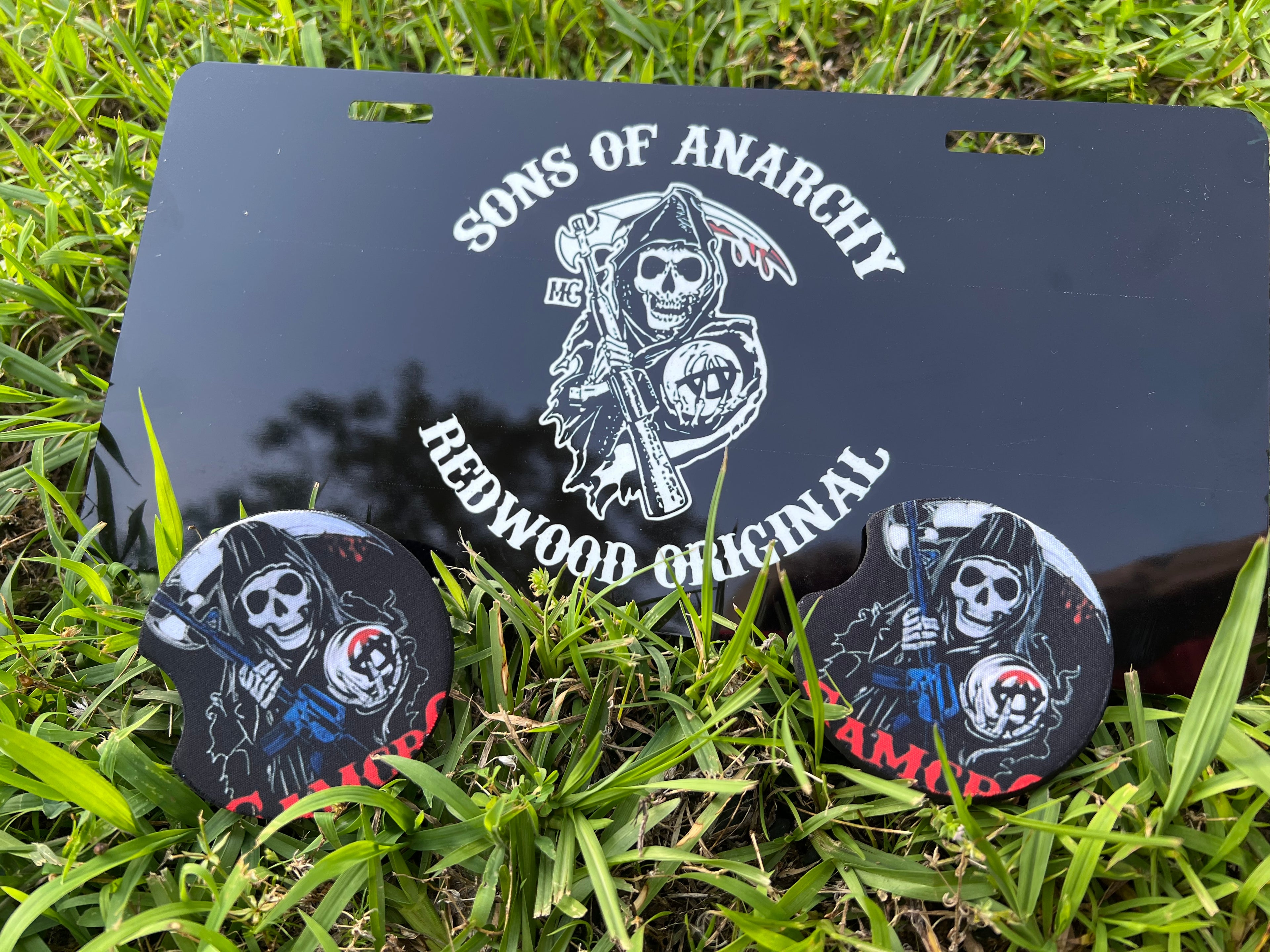 Sons Of Anarchy License Plate/ Car coaster ( individual or combo)