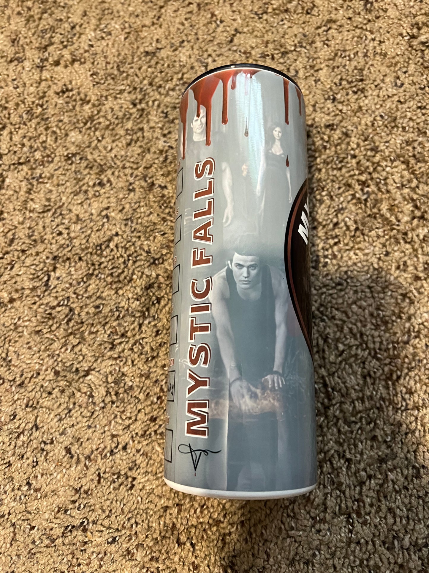 Mystic Falls Coffee Tumbler | Damon Salvatore featuring the themed design