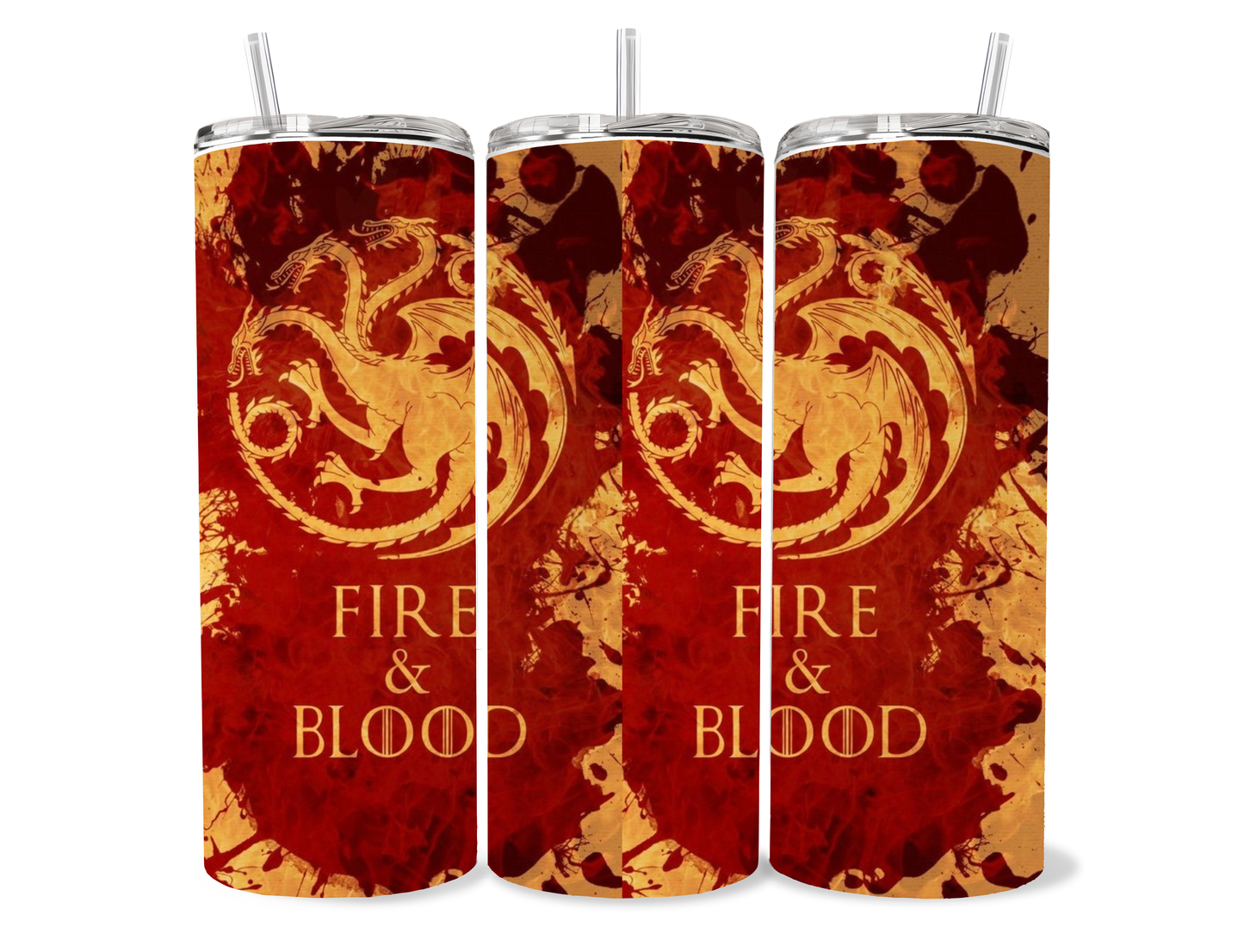 Targaryen Fire & Blood 20oz Tumbler featuring fandom-inspired artwork