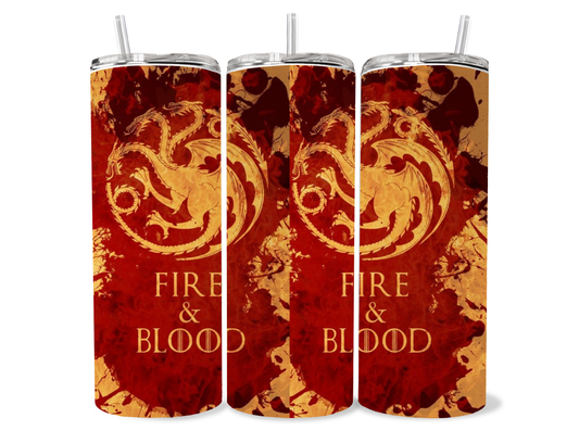 Targaryen Fire & Blood 20oz Tumbler featuring fandom-inspired artwork
