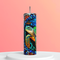 Stained glass turtle themed tumbler