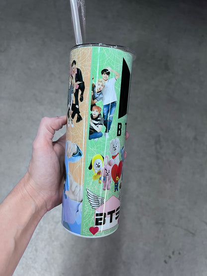 BTS 20oz Tumbler with BT21 Characters | K-Pop Drinkware