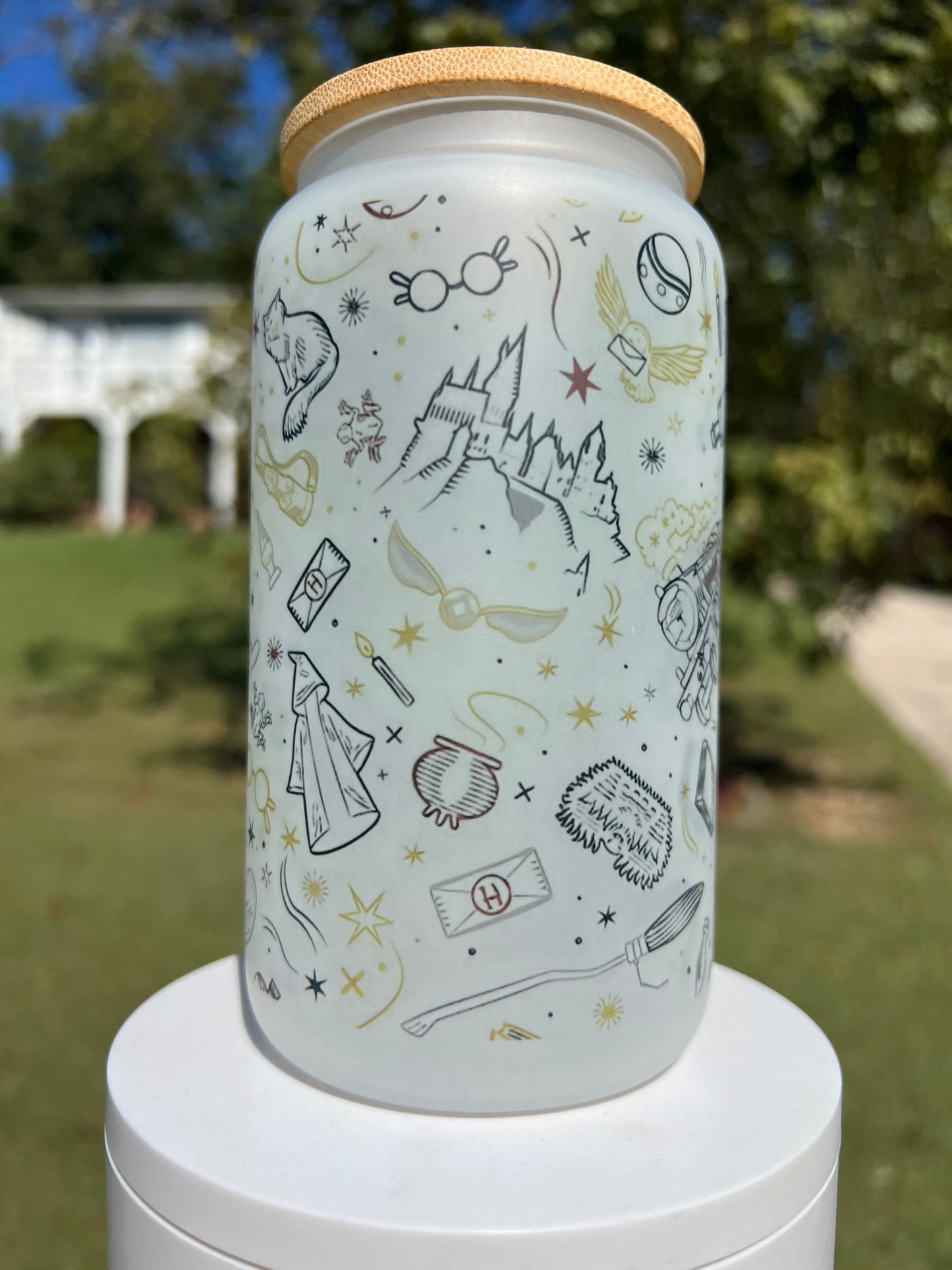 16oz Frosted Glass Harry Potter Collage Tumbler