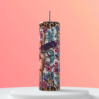20oz Hair Hustler Tumbler | Hair Stylist featuring hair stylist salon life inspired artwork