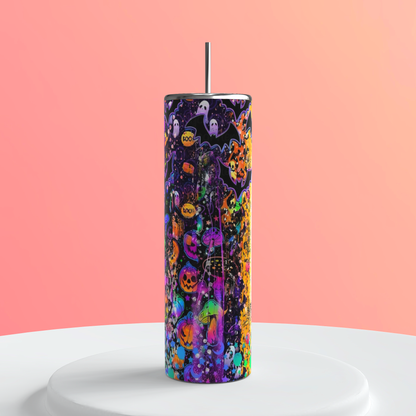 Spooky Mama Neon Tumbler featuring the themed design