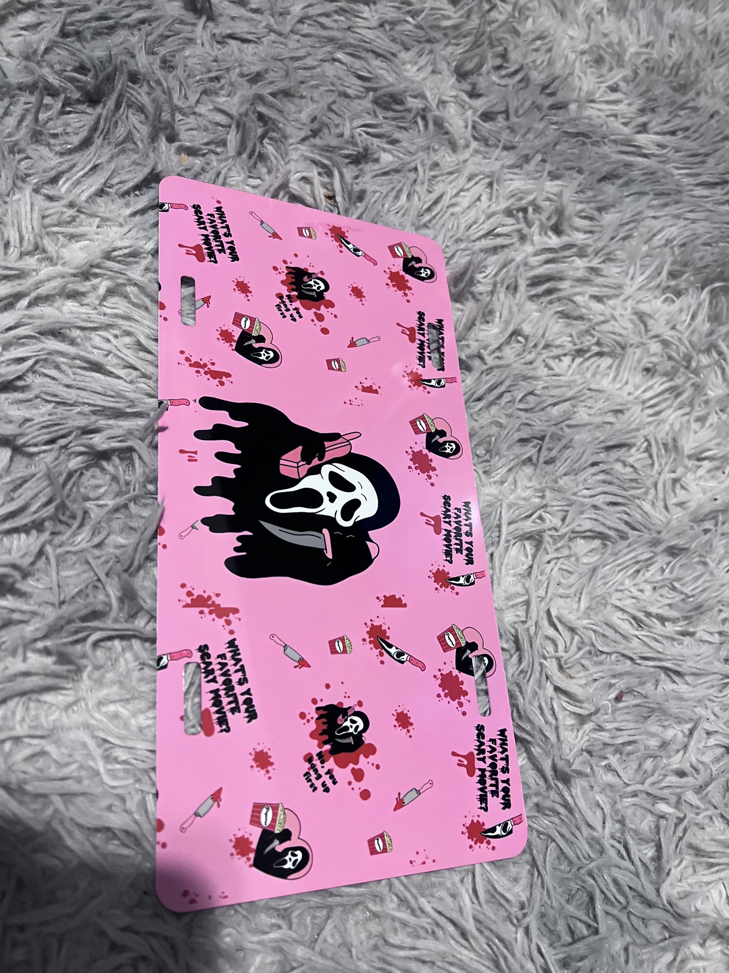 Ghost face “Pink themed” license plate - decorative car accessories