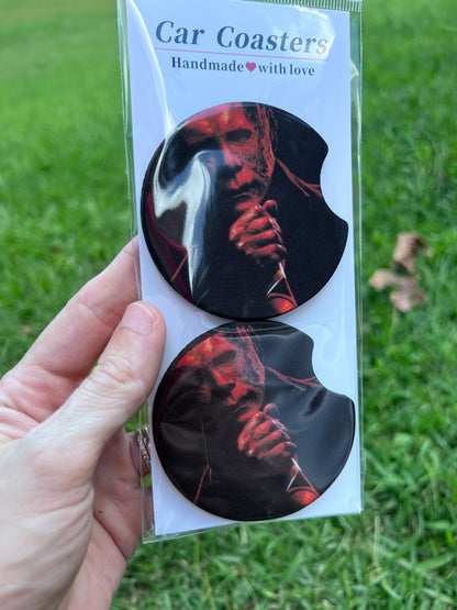 Michael Myers Halloween Neoprene Car Coasters featuring michael myers halloween horror inspired artwork