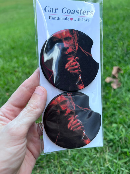 Michael Myers Halloween Neoprene Car Coasters featuring michael myers halloween horror inspired artwork