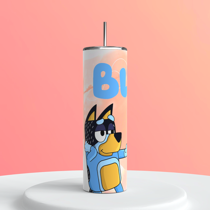 20oz Bluey Tumbler | Cartoon Dog featuring bluey cartoon family inspired artwork
