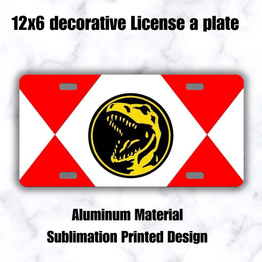 12x6 Custom Decorative Aluminum License Plate | Mighty Morphin Power Rangers | Dino Power Coin Vanity Tags