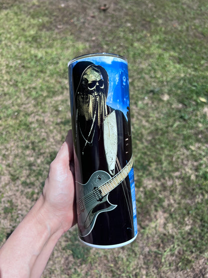 Sleep Token Inspired Guitarist 20oz Skinny Tumbler | Alternative Metal Fan Cup | Gothic Music Lover Gift featuring the design artwork