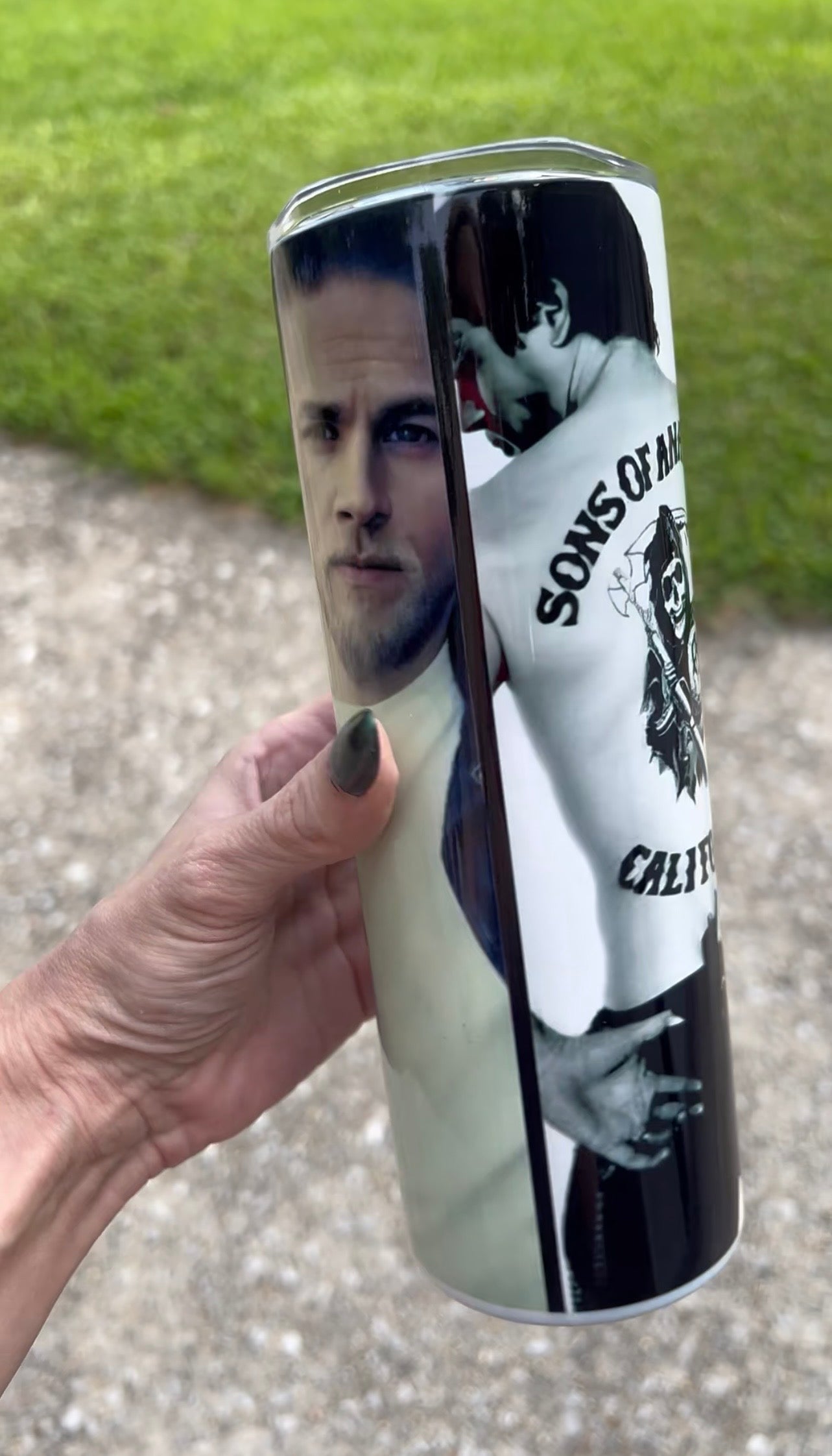 Jax Teller Sons of Anarchy Collage 20oz Skinny Tumbler – SAMCRO Fan Gift featuring the design artwork