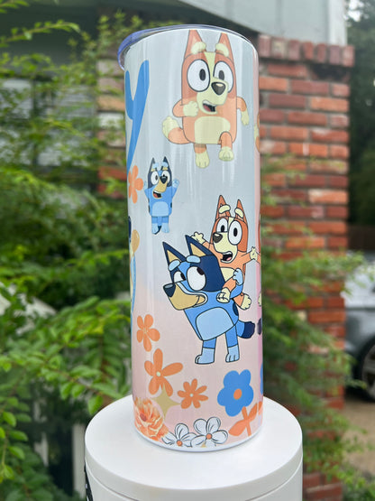 20oz Bluey Tumbler | Cute Cartoon Dog featuring bluey cartoon dog inspired artwork