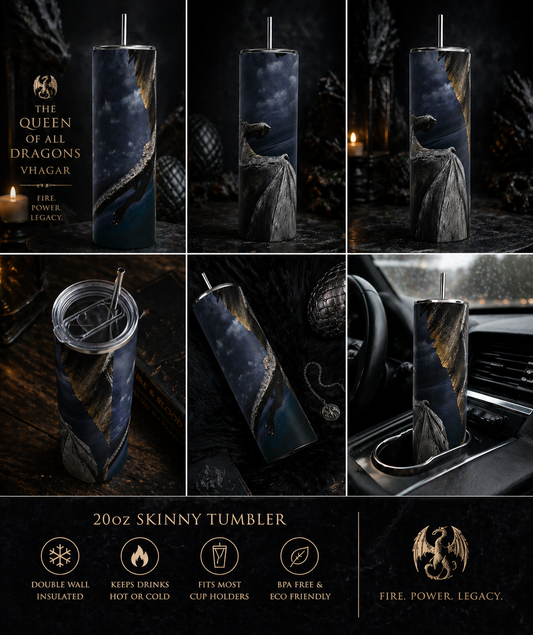 House of the Dragon Vhagar Tumbler 20oz | Queen of Dragons Cup | Game of Thrones Dragon Aesthetic Drinkware featuring the design artwork