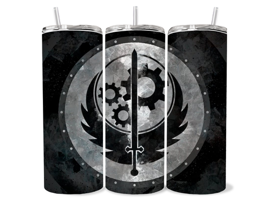 20oz Fallout Brotherhood Tumbler featuring fandom-inspired artwork