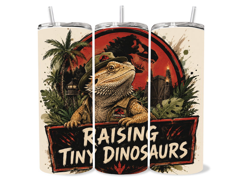 Beardies of Culture™ Raising Tiny Dinosaurs 20oz Stainless Steel Tumbler | Funny Bearded Dragon Gift