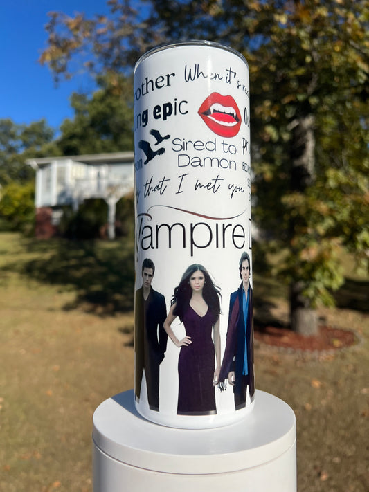 20oz The Vampire Diaries Tumbler | Damon & Stefan featuring the vampire diaries damon stefan inspired artwork