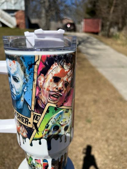 40oz Horror Tumbler | Horror Fan featuring horror fandom inspired artwork