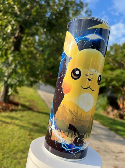 20oz Electric Pikachu Pokémon Tumbler featuring pokémon pikachu inspired artwork